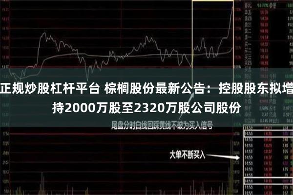 正规炒股杠杆平台 棕榈股份最新公告：控股股东拟增持2000万股至2320万股公司股份