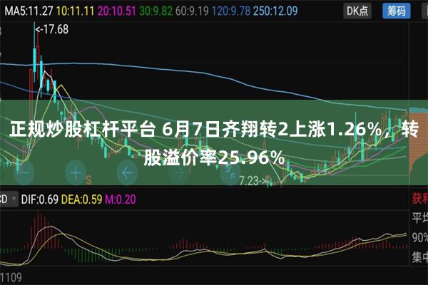 正规炒股杠杆平台 6月7日齐翔转2上涨1.26%，转股溢价率25.96%